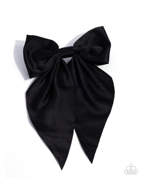 Perfect Poise - Black Paparazzi Hair Bow Ribbon